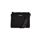 Lauprene black neoprene cross body messenger bag with a solid black adjustable strap